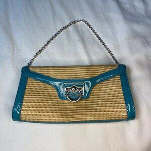 Ann Taylor Purse Teal Rattan Chain Beautiful